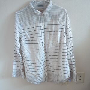 Madewell White Striped Button-Up Shirt